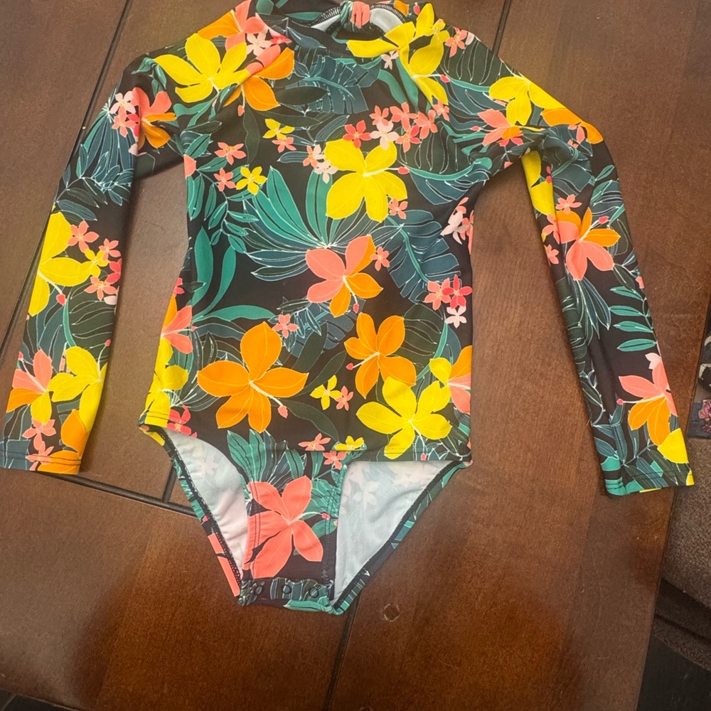 Old Navy Kids Floral Rashguard - Black, Yellow, Orange, Green